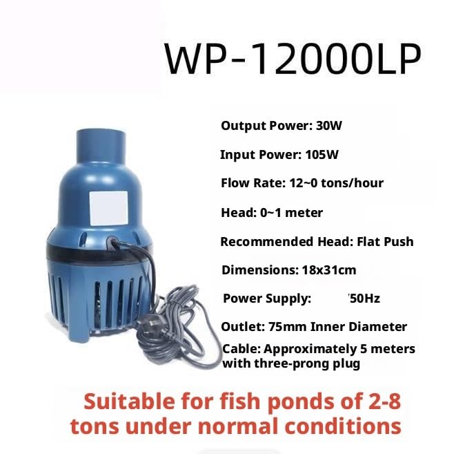 12000L/H pompa głębinowa o dużym przepływie obiegowa wody niskim udźwigu do stawu rybnego Koi fontanna ogrodowa wodospad Łatwe w czyszczeniu