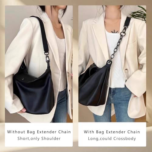 Neylissia 3Pcs Grey Purse Extender Chain Compatible with Longchamp/Lv/C.oach and More Bag,Bag Charms for Long Champ,Metal Bag Strap Extender with Round Ring Charms, Replacement Chains for Luxury Bag