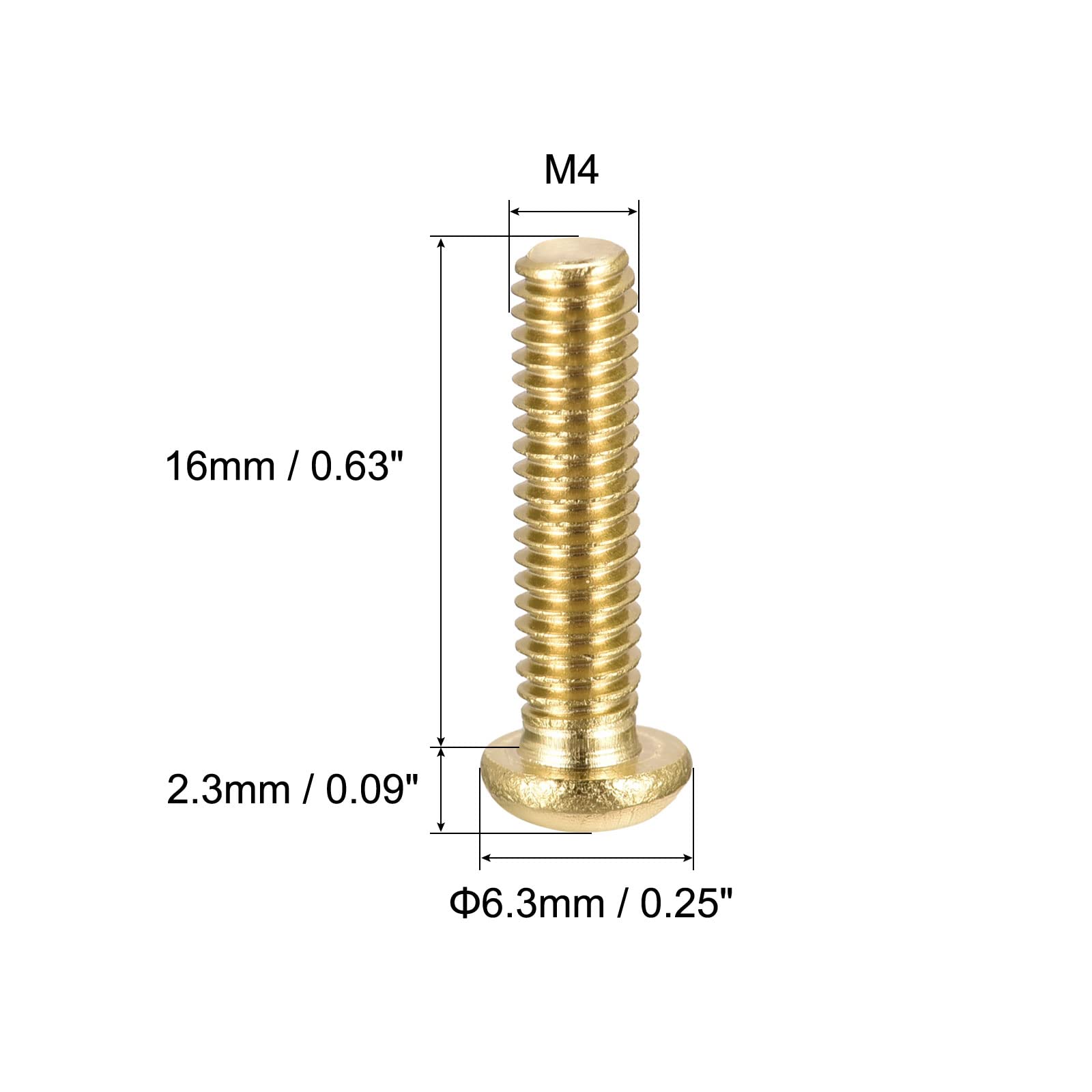 12 Vis à Bois Cylindriques Laiton M4x16mm - Quincaillerie Meuble Uxcell