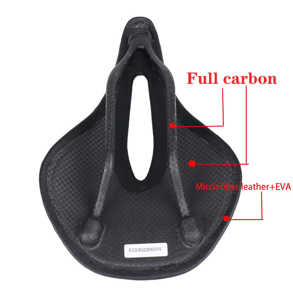 Selle de vélo en Fibre de Carbone, Selle de Route antidérapante ultralégère et Respirante/Selle de VTT Selle de vélo de Course en Fibre de Carbone
