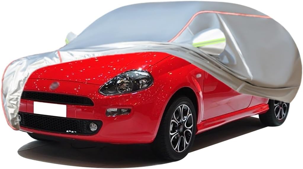 WOLWES Car Cover are Suitable for Fiat Punto All-Weather Windproof, Snowproof, Rainproof, UV-Protected and Breathable All-Season Universal with Side Door Zip Oxford Cloth Car Cover (Color : Black)