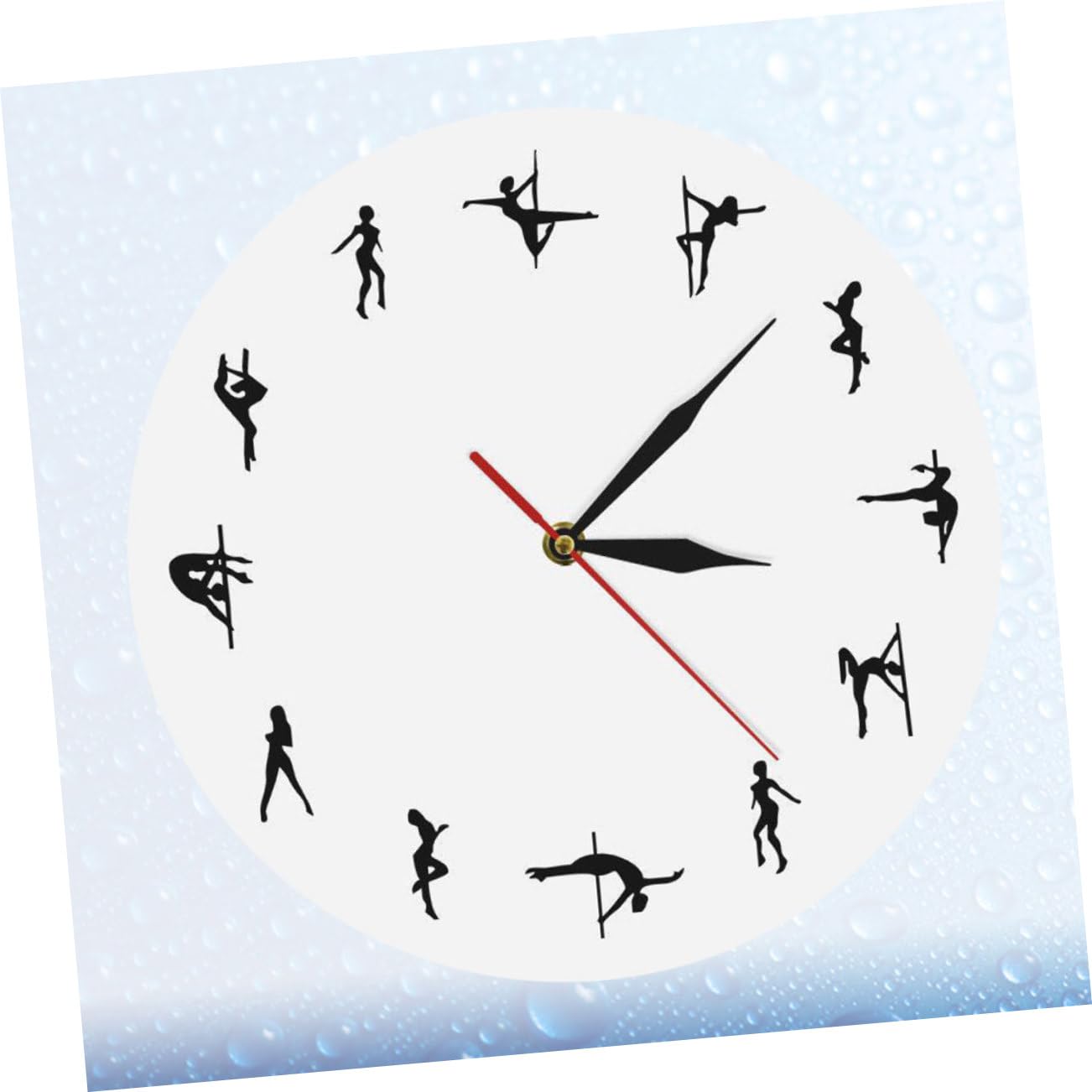 ULTECHNOVO Wanduhr mit Pole Dance Figur aus Acryl, Leise Zeiger, Weiß