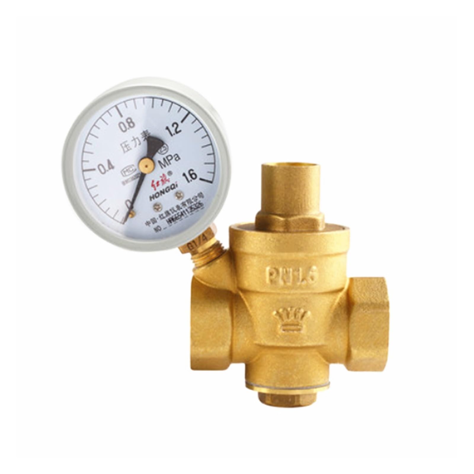 Válvulas reductoras de presión de agua de latón, regulador de mantenimiento, válvulas de alivio ajustables con medidor, DN15 DN25, 1/2 ", 3/4"(DN20,No pressure gauge)