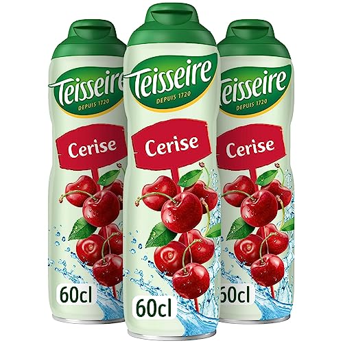 Teisseire Sirop de Cerise pour Boisson Rafraîchissante, Cocktails, Bidon Recyclable 3x60cl