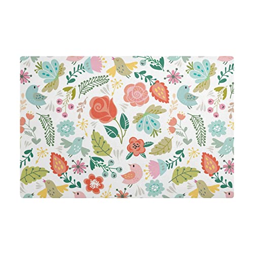 Alfombrilla Escurreplatos 41X46CM, Hermosa, Pájaro Y Flores sobre Fondo Drying Mat Antideslizante Estera Fregadero Secado Rápido Fácil De Limpiar Alfombrilla De Secado De Platos