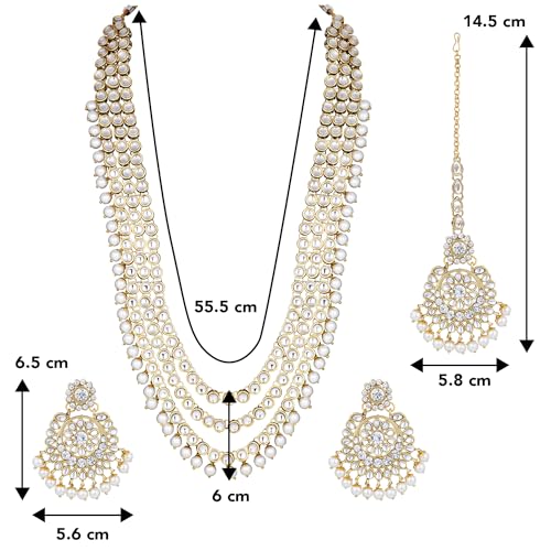 Image of Peora Ethnic Traditional Kundan Bridal Jewelry Set Gift for Women