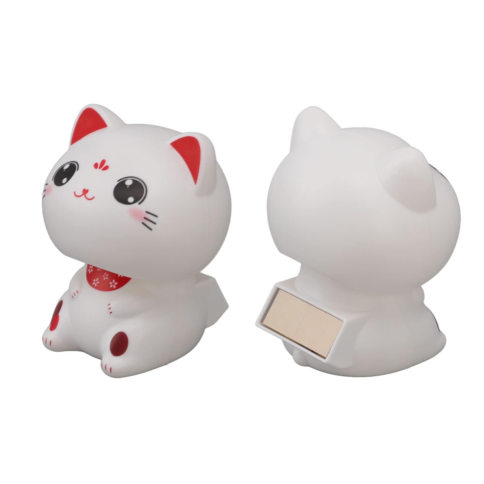 Simpatici gatti che accolgono buona fortuna, gatto in plastica che annuisce fortunatamente Bobble Head gatto che annuisce solare Decorazione per auto gatto che annuisce (with Large Eyes)