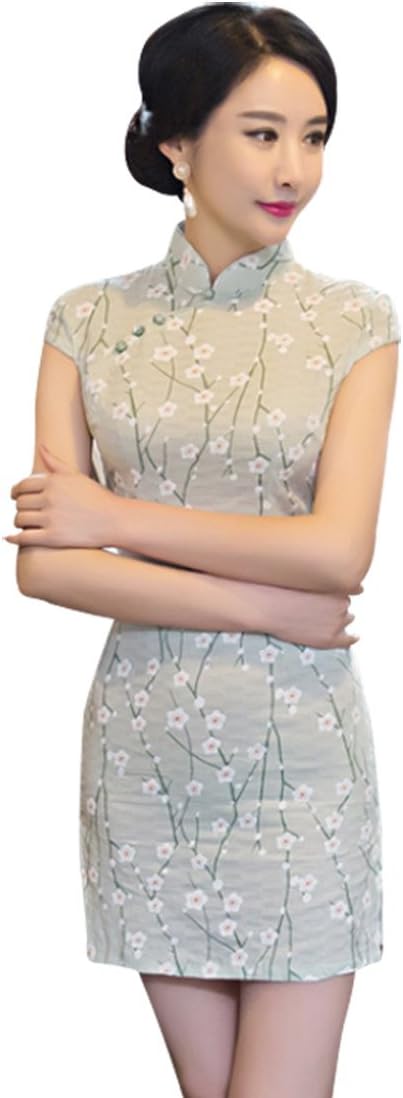 Wincolor Women's Chinese Traditional Cheongsam Dress Floral Cocktail Party Dresses