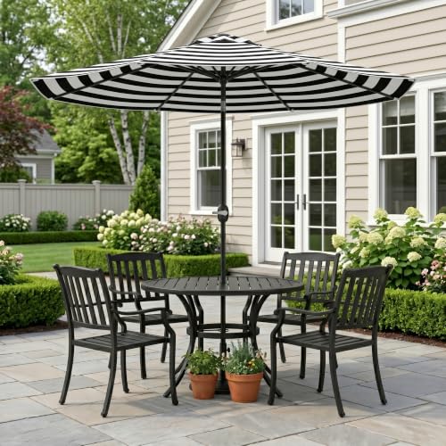 Image of Greesum 9FT Outdoor Patio Umbrella, Table Umbrella for Yard, Market, Heavy-Duty Waterproof Pool Umbrella with 8 Sturdy Ribs, UV Protection for Beach, Deck, Garden, Backyard