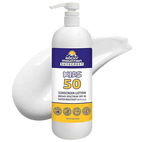 Rocky Mountain Sunscreen - Loción SPF 50 Reef Safe para niños - Amplio espectro UVAUVB - Cuidado solar hipoalergénico resistente al agua - Protector