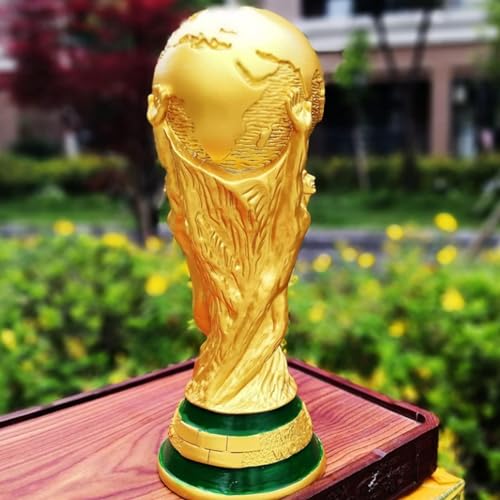 Image of 2023 14.1IN World Cup Trophy Replica Resin Soccer Collectibles Sports Fan Trophy Birthday Present Bedroom Office Desktop Display Cabinet Decor