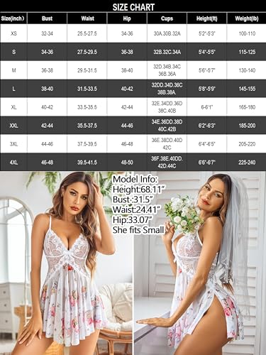 Image of Avidlove Women Lace Lingerie Babydoll Sexy Chemise Exotic Nightgowns Bridal Nightdress