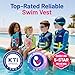HeySplash Toddler Swim Vest, Kids Floaties Swimming Jacket, Jumper Swimsuit with Adjustable Strap, Float Puddle Vest, Buoyancy Swimwear for Girls and Boys Aged 6-9 Years / 50-80lbs, Indigo