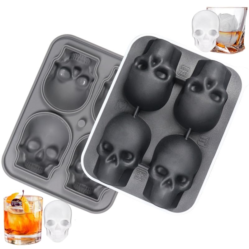 Molde para hielo de silicona calavera 4 cavidades negro miniatura 1