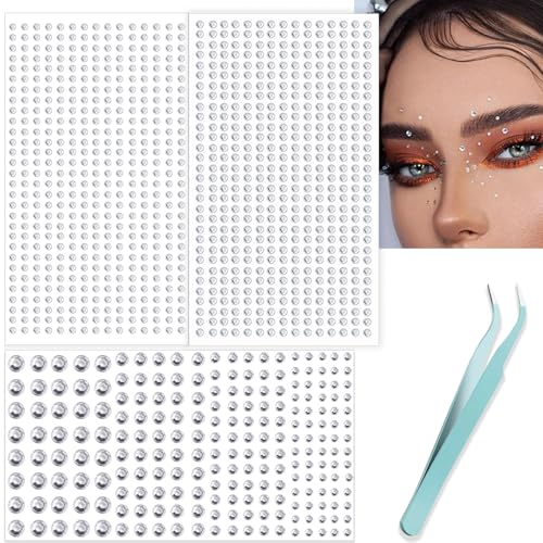Image of NOOEPC Face Gems Hair Gems, Self-Adhesive Face Jewels Eye Jewels Rhinestones DIY Face Gems Stick on, Hair Body Rhinestones Gems Crystals Pearls for Face Eyes Makeup Body, Crafts-MINI(2.5 /3 /4 /5 /6mm)