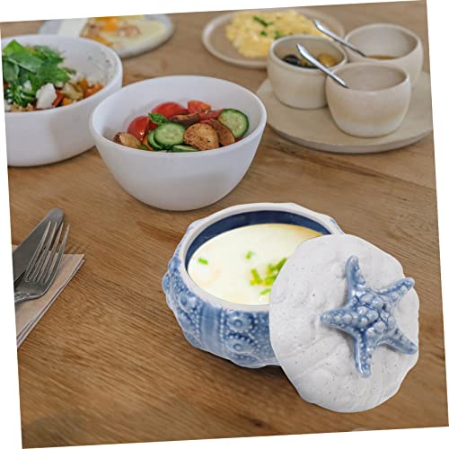 AOKWAWALIY 1 pot de conservation étanche - Bol à vapeur en céramique - Bol à soupe - Bol à nid d'oiseaux - Récipient de rangement pour objets - Style marin – vue 5