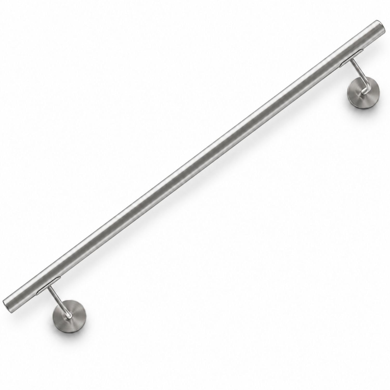 INOXLM Corrimano acciaio inox AISI 304 Ø 42,4mm finitura satinata, lunghezza 200cm, Corrimano per scale interne ed esterne, Kit minuteria per montaggio incluso - Made in Italy