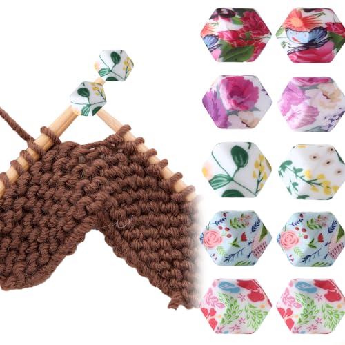 Tucnoeu 10 Stück Maschenstopper für Stricknadeln, Silikon...