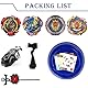 Desamvap Bey Brust Kampfkreisel Set, 4 Metal Fusion Battling Tops 2 L/R Two Way Starters mit Launcher Griff Combat Battling Tops Set with Arena Geschenk für Kinder