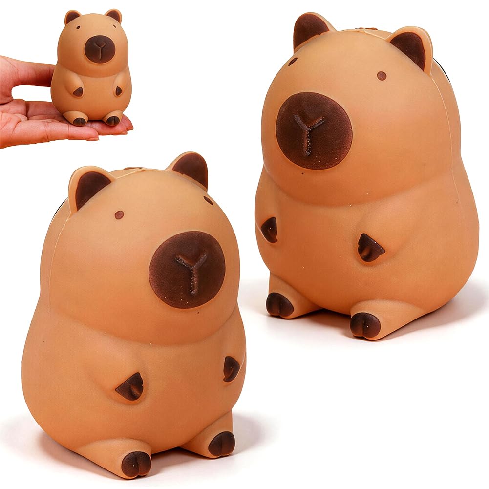 2Pcs Capybara Squishy Toys, Jumbo Squishy Capybara Slow-Rise Sensory Toy, Squeeze Soft Stress Relief Soft Squishy Fidget toy Cute Calming Sensorytoy for Adults