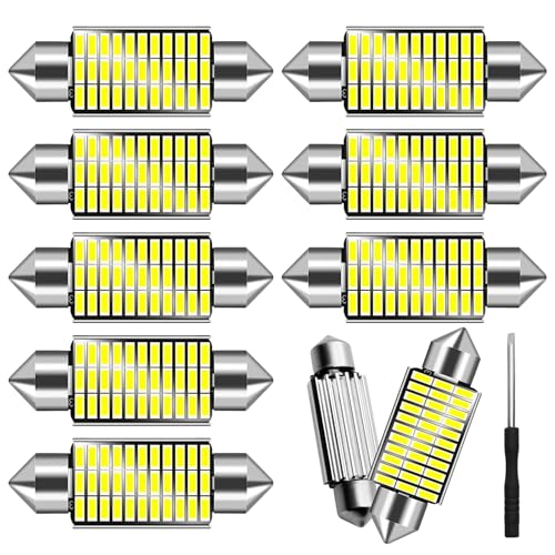 YSWOVUO Auto LED Innenbeleuchtung, 10 Stück 41MM Led Auto Innenraumbeleuchtung Mit Kühlkörper Auf der Rückseite, Plug and Play Innen Beleuchtung, Weiße Licht