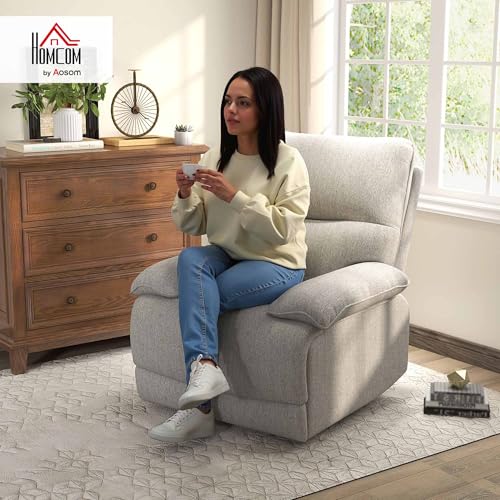 HOMCOM Sillón Reclinable de Salón Sillón Relax Reclinable Manual hasta 150° Tapizado en Tela con Reposapiés Carga 160 kg para Sala de Estar Dormitorio Oficina 89x98x101 cm Gris - imagen 2