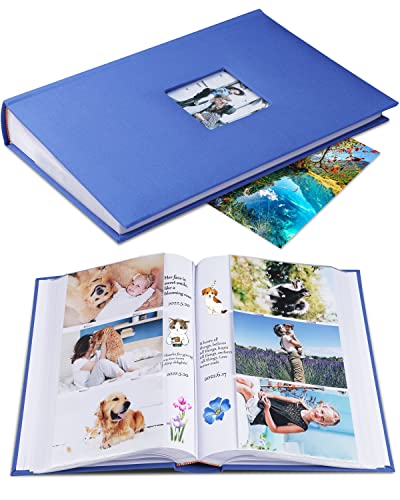 1DOT2 Photo Album for 4x6 Pictures with Writing Space, Blue