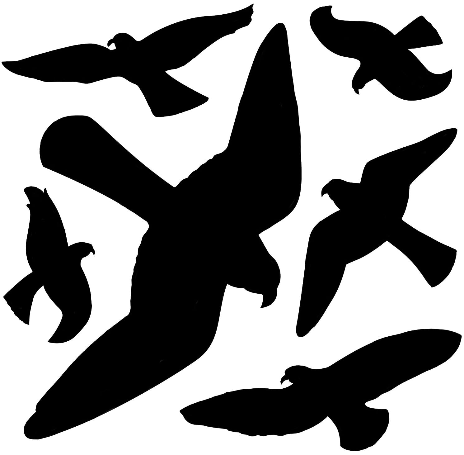 Vogel Aufkleber Set Warnvögel für Fensterscheiben bis zu 2400 Stück, Selbstklebend, ablösbar, wiederverwendbar, 30x30 cm, Vogelschutz Fenster wetterfest, schwarz (120 Aufkleber (20 Blatt))