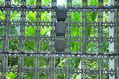 Image of Bio Blooms Agro India Private Limited Bio Blooms Agro India Plastic Vertical Hanging Pots | Wall Garden Hanging Set Of 4 Panel & 12 Planter Pots | Black