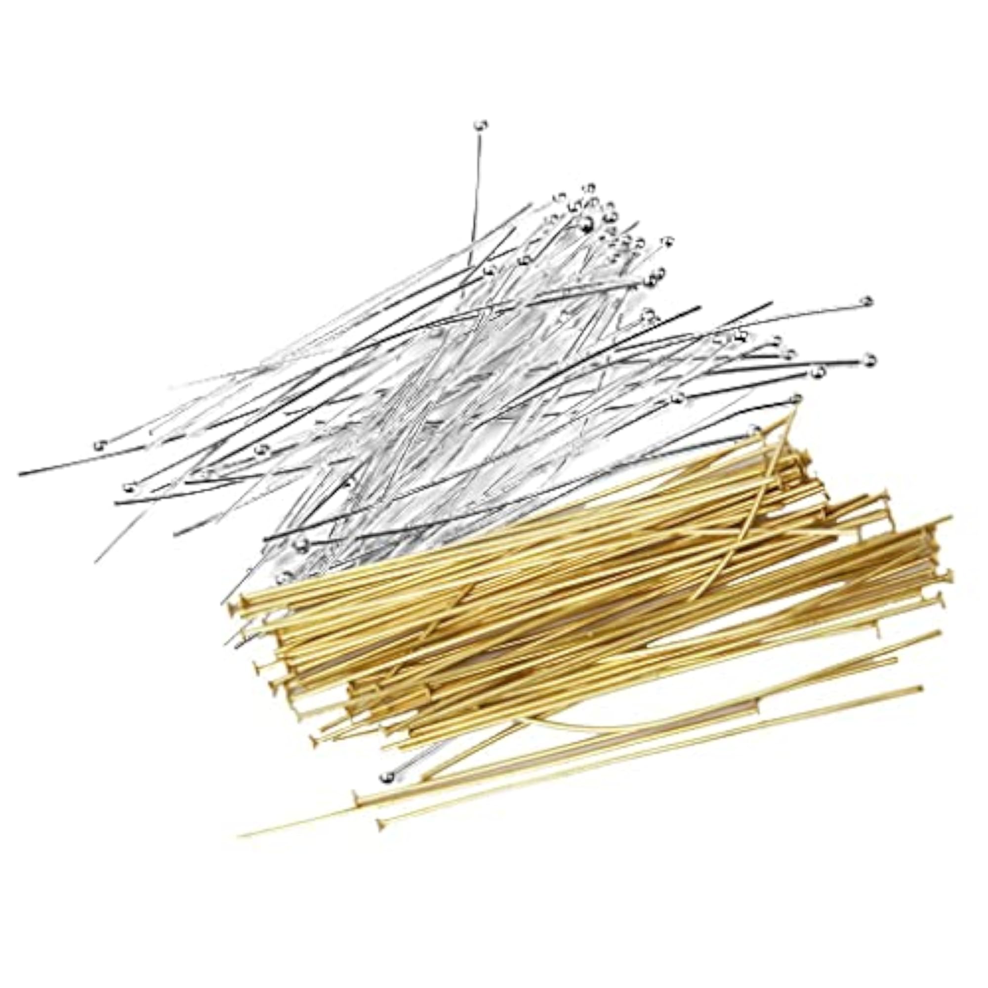 100 Gold & Silver Plated Single Dot Ball Head Pins for Crafts