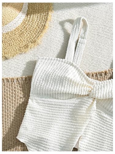 SHENHE Girl's 2 Piece Swimsuits Twist Front Split Textured Bathing Suits Cute Bikini Set3