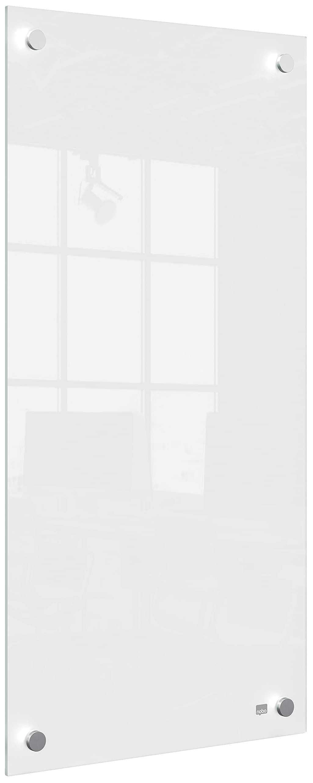 Nobo, Mała Szklana Tablica Suchościeralna, Bezramkowa, Narożny Montaż Ścienny, do Domu/Biura, 300 × 600 mm, w Zestawie Marker Suchościeralny Nobo, Kolor Biały (1915603)