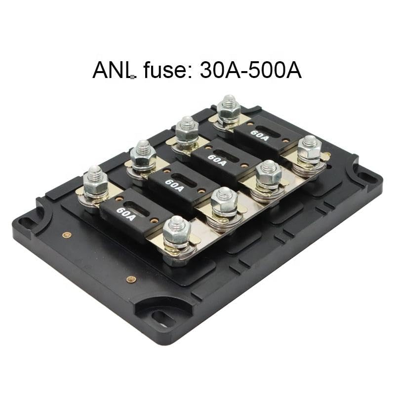 4-Way ANL Fuse Box Holder, 32V 300A DC, Bolt Down Design with Low Breaking Capacity, Power Distribution Block