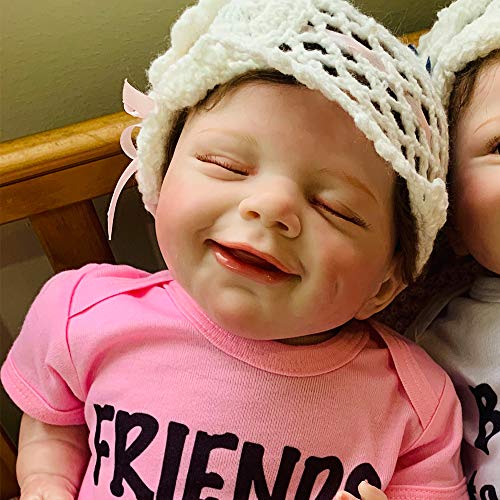 Binxing Toys 55 CM / 22 Pulgadas muñeca Reborn niña Silicona Bebé Dormido bebé Reborn niña Silicona Reales Toddler Juguetes Cuerpo Suave