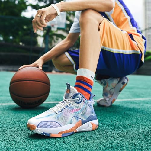 Men's Trendy Basketball Shoes - High-Top Sneakers, Breathable Cushioned Court Shoes with Non-Slip Sole (Blue,11) 5