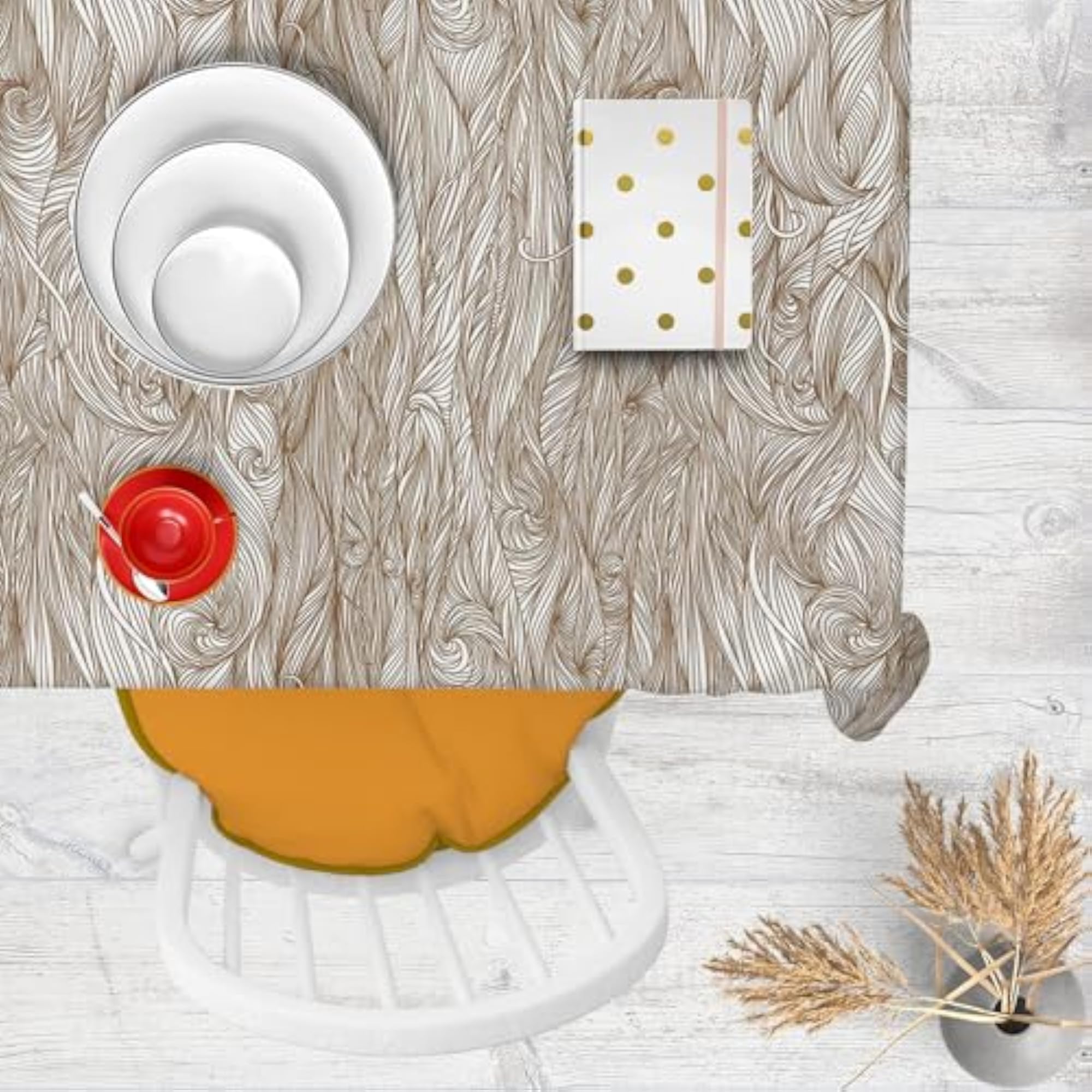 Background Waves Table Cloth Cover for Dining & Center Table