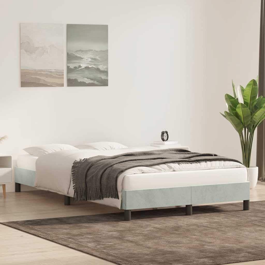Bettgestell ohne Matratze Hellgrau 80x220 cm Samt, Modernes Schlafzimmer Möbel, Robustes Platform Bett mit Lattenrost für Komfort