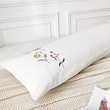 Flower Body Pillow Cover White Body Pillow Cover Soft Washed Microfiber Embroidered Flower Pattern F