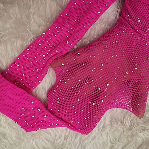 Bas Mode Collants Résille Brillants Collants Sexy Paillettes Petite Maille Mince Collants Femmes (Rose Taille Unique) (Bleu Royal Taille Unique)