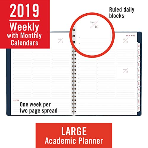 At-A-Glance 2019 Weekly & Monthly Planner, 8-1/2" X 11", Large, Wirebound, Signature, Navy (Yp90520) #TOP3