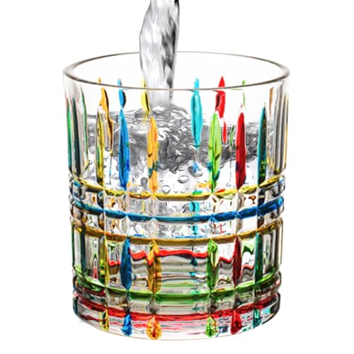 Jlkegfdf Tazas de café de cristal, taza de café de vidrio, taza de agua, taza reutilizable, accesorios estéticos, recipiente de agua colorido para cerveza, refrescos, té, jugo, whisky, bourbon