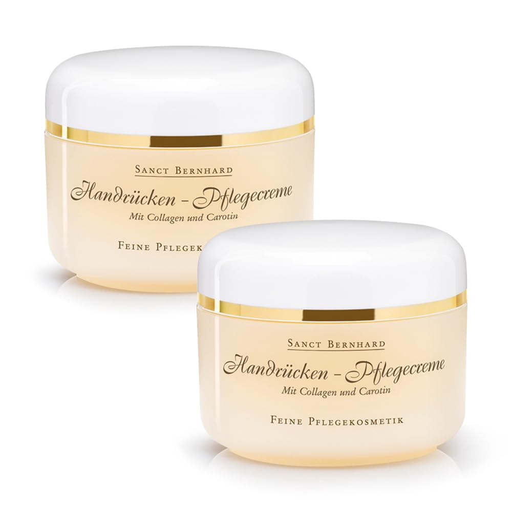 Sanct Bernhard Handcreme für sehr trockene Hände (2x 125ml) Pflegecreme mit Collagen | Intensivpflege für faltenanfällige Haut | Für Handrücken, Fingerrücken, Gesicht, Hals & Augenumgebung