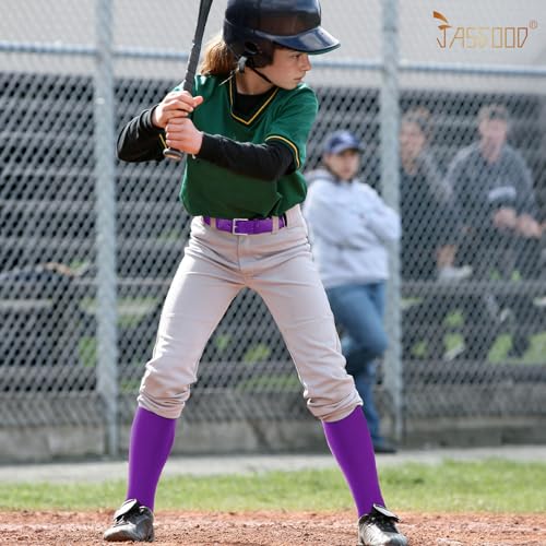 Image of JASGOOD 2 Pack Baseball Socks and Belt Combo Set Softball Socks and Belts Elastic Waist Belt for Youth and Adult Boys