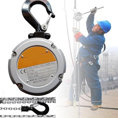 Manual Hand Lift Steel Chain Block, Hand Chain Hoist, Manual Chain Hoist, Chain Industrial Grade Steel Structures for Garage Factory Dock,500KG*3M