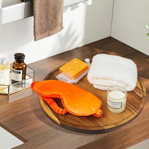 Image of WOOYNEX Round Wood Tray, Acacia Wooden Decorative Serving Tray for Coffee Table and Home Decor, Wooden Appetizer Charcuterie Board for Kitchen Countertop .(Natural)