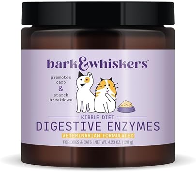 Dr. Mercola Bark & Whiskers Digestive Enzymes Veterinarian Formulated for Dogs & Cats Non-GMO 150 Scoops Supports Kibble Digestion