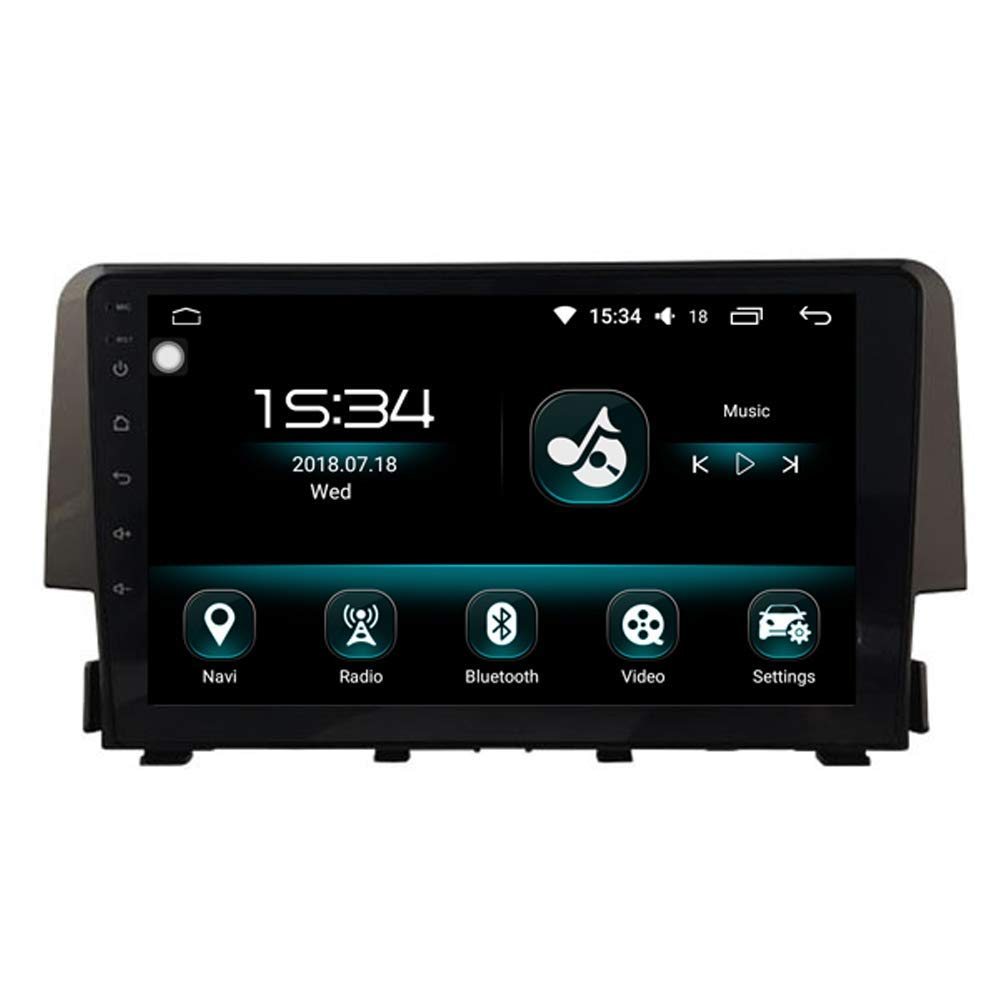 HYYK 9" 1 Din Android 10 Car Stereo Radio Bluetooth for Honda Civic 2015 2016 2017 Car Head Unit GPS Sat Support Carplay DAB Reversing Camera Steering Wheel Control Mirror Link 4GB+64GB