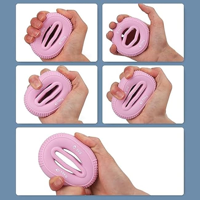 Grip Strength Trainer, Lightweight Soft Silicone Pink Hand Grip Strengthener Ring for Rehab, Arthritis, Carpal Tunnel