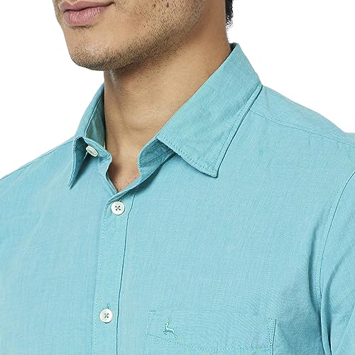 Image of Parx Men's Pure Cotton Solid Pattern Slim Fit Semi Cutaway Collar Full Sleeve Casual Shirt