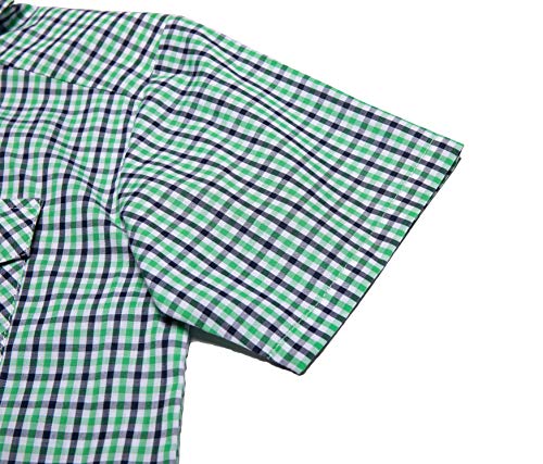 Bienzoe Boys Short Sleeve Shirt: Casual Button Down Cotton Plaid Kids Tops4